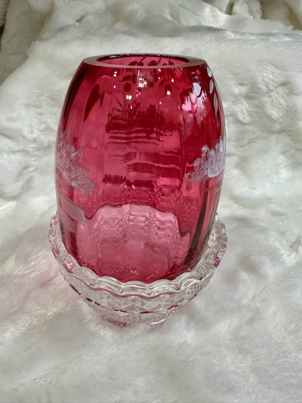 Fenton Mary Gregory Fairy Lamp Cranberry Hand painted & Signed - Picture 4 of 11